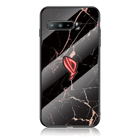 Funda Bumper Silicona Gel Espejo Patron de Moda Carcasa para Asus ROG Phone 3 Oro y Negro