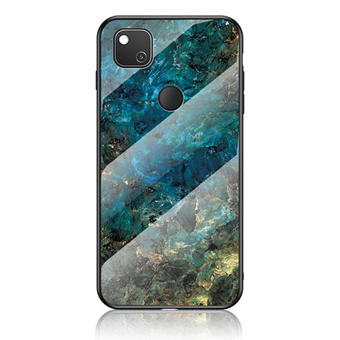 Funda Bumper Silicona Gel Espejo Patron de Moda Carcasa para Google Pixel 4a Azul