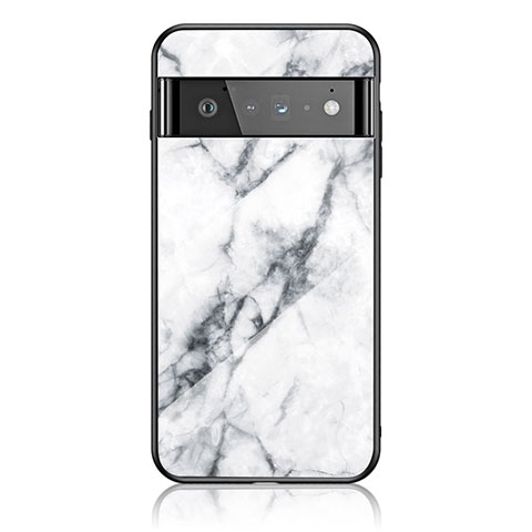 Funda Bumper Silicona Gel Espejo Patron de Moda Carcasa para Google Pixel 6 Pro 5G Blanco