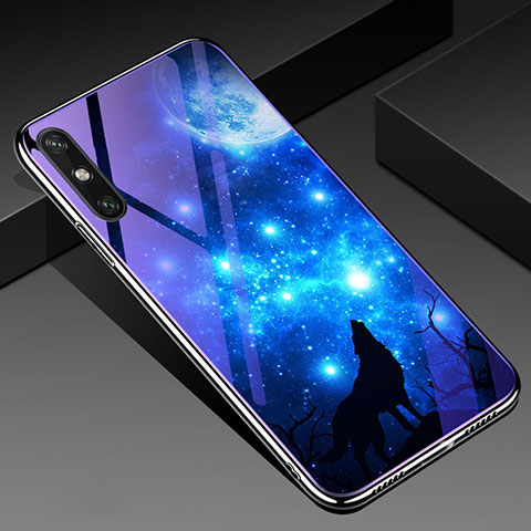 Funda Bumper Silicona Gel Espejo Patron de Moda Carcasa para Huawei Enjoy 10e Azul Cielo