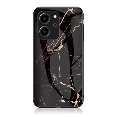 Funda Bumper Silicona Gel Espejo Patron de Moda Carcasa para Huawei Honor 80 SE 5G Oro y Negro