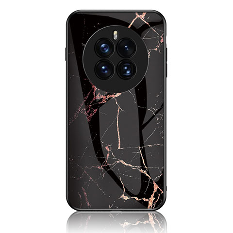 Funda Bumper Silicona Gel Espejo Patron de Moda Carcasa para Huawei Mate 50 Oro y Negro