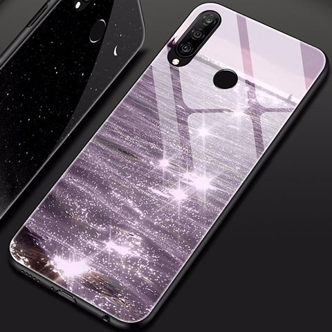 Funda Bumper Silicona Gel Espejo Patron de Moda Carcasa para Huawei Nova 4e Morado