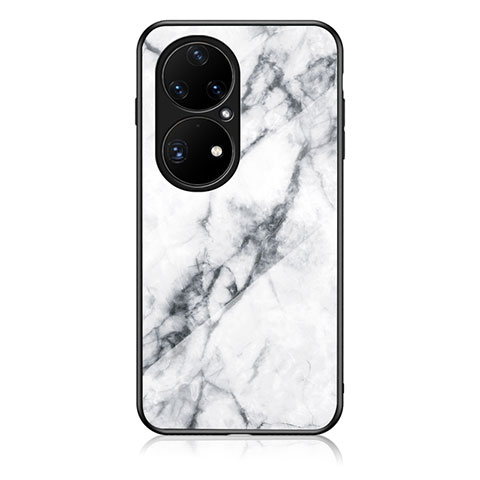 Funda Bumper Silicona Gel Espejo Patron de Moda Carcasa para Huawei P50 Pro Blanco