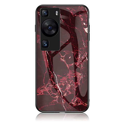 Funda Bumper Silicona Gel Espejo Patron de Moda Carcasa para Huawei P60 Pro Rojo