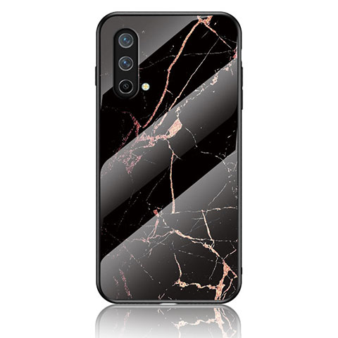 Funda Bumper Silicona Gel Espejo Patron de Moda Carcasa para OnePlus Nord CE 5G Oro y Negro