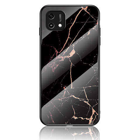 Funda Bumper Silicona Gel Espejo Patron de Moda Carcasa para Oppo A16e Oro y Negro