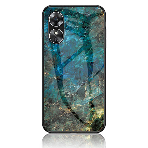 Funda Bumper Silicona Gel Espejo Patron de Moda Carcasa para Oppo A17 Azul