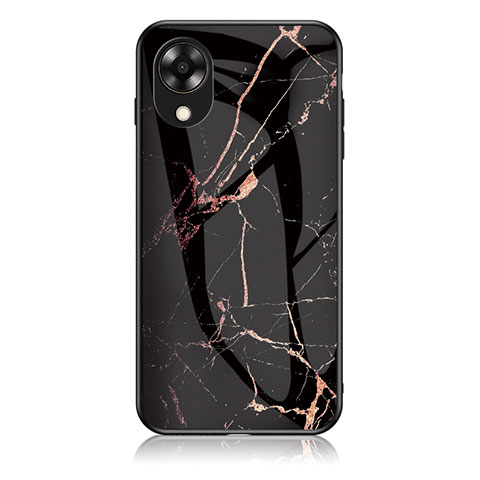 Funda Bumper Silicona Gel Espejo Patron de Moda Carcasa para Oppo A17K Oro y Negro