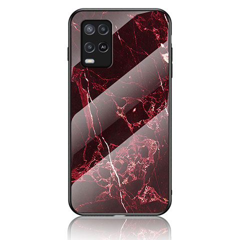 Funda Bumper Silicona Gel Espejo Patron de Moda Carcasa para Oppo A54 4G Rojo