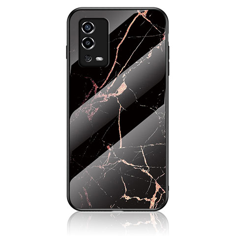 Funda Bumper Silicona Gel Espejo Patron de Moda Carcasa para Oppo A55 4G Oro y Negro