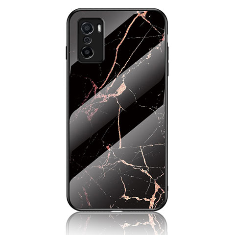 Funda Bumper Silicona Gel Espejo Patron de Moda Carcasa para Oppo A55S 5G Oro y Negro