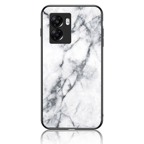 Funda Bumper Silicona Gel Espejo Patron de Moda Carcasa para Oppo A56S 5G Blanco