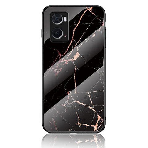 Funda Bumper Silicona Gel Espejo Patron de Moda Carcasa para Oppo A76 Oro y Negro