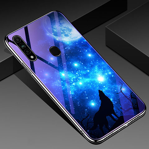 Funda Bumper Silicona Gel Espejo Patron de Moda Carcasa para Oppo A8 Azul Cielo