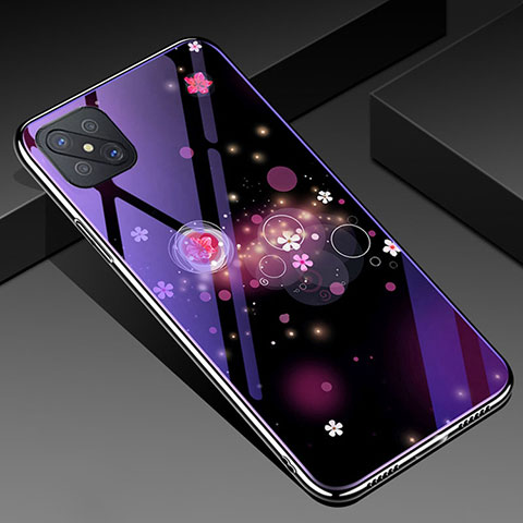 Funda Bumper Silicona Gel Espejo Patron de Moda Carcasa para Oppo A92s 5G Morado