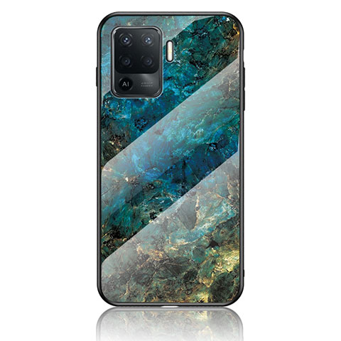 Funda Bumper Silicona Gel Espejo Patron de Moda Carcasa para Oppo A94 4G Azul