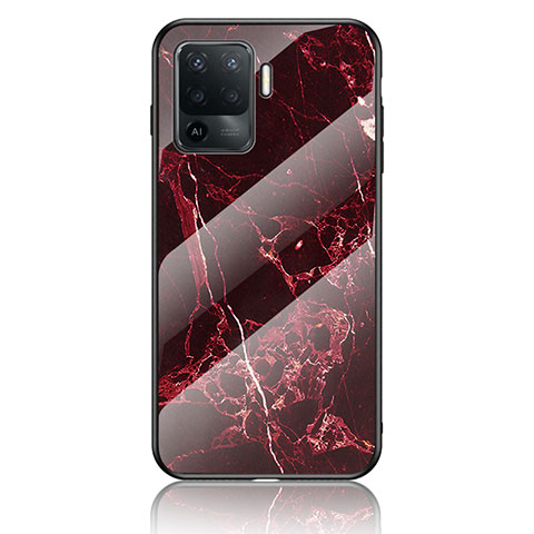 Funda Bumper Silicona Gel Espejo Patron de Moda Carcasa para Oppo A94 4G Rojo