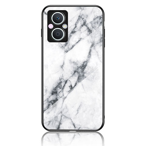 Funda Bumper Silicona Gel Espejo Patron de Moda Carcasa para Oppo A96 5G Blanco