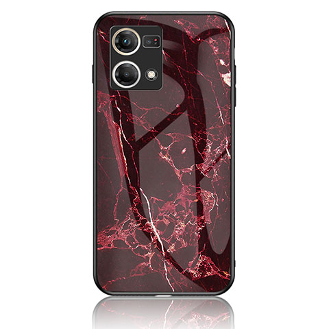 Funda Bumper Silicona Gel Espejo Patron de Moda Carcasa para Oppo F21 Pro 4G Rojo