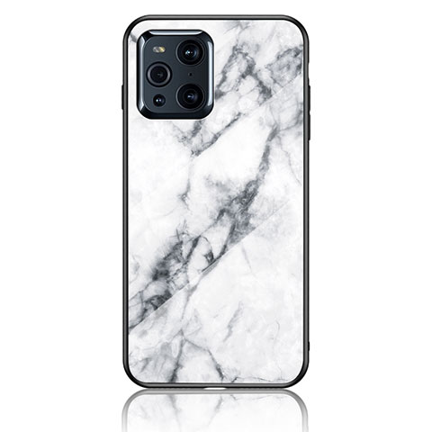 Funda Bumper Silicona Gel Espejo Patron de Moda Carcasa para Oppo Find X3 5G Blanco