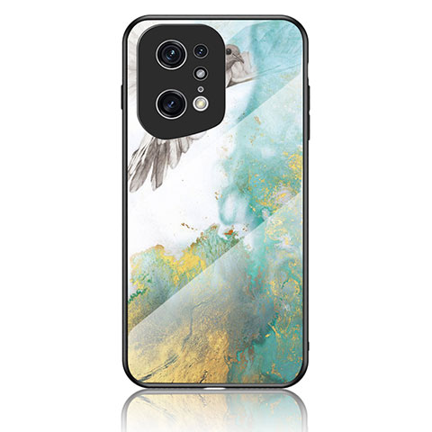 Funda Bumper Silicona Gel Espejo Patron de Moda Carcasa para Oppo Find X5 Pro 5G Verde