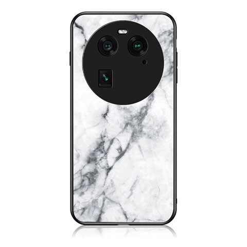 Funda Bumper Silicona Gel Espejo Patron de Moda Carcasa para Oppo Find X6 5G Blanco