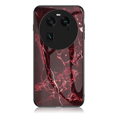 Funda Bumper Silicona Gel Espejo Patron de Moda Carcasa para Oppo Find X6 5G Rojo