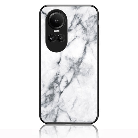 Funda Bumper Silicona Gel Espejo Patron de Moda Carcasa para Oppo Reno10 Pro 5G Blanco