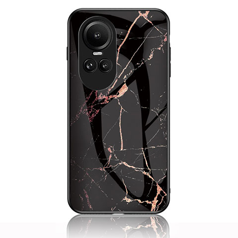 Funda Bumper Silicona Gel Espejo Patron de Moda Carcasa para Oppo Reno10 Pro 5G Oro y Negro