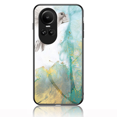 Funda Bumper Silicona Gel Espejo Patron de Moda Carcasa para Oppo Reno10 Pro 5G Verde