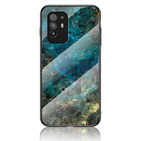 Funda Bumper Silicona Gel Espejo Patron de Moda Carcasa para Oppo Reno5 Z 5G Azul