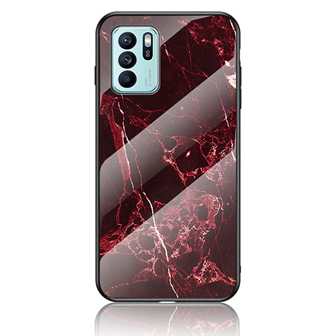 Funda Bumper Silicona Gel Espejo Patron de Moda Carcasa para Oppo Reno6 Z 5G Rojo