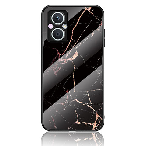 Funda Bumper Silicona Gel Espejo Patron de Moda Carcasa para Oppo Reno7 Z 5G Oro y Negro