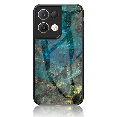 Funda Bumper Silicona Gel Espejo Patron de Moda Carcasa para Oppo Reno8 Pro+ Plus 5G Azul