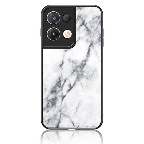 Funda Bumper Silicona Gel Espejo Patron de Moda Carcasa para Oppo Reno9 Pro+ Plus 5G Blanco