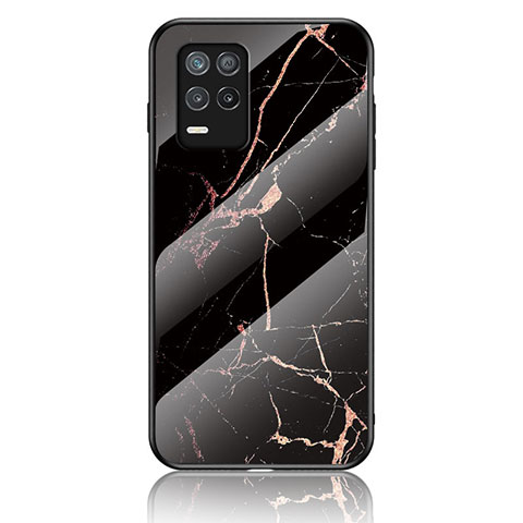 Funda Bumper Silicona Gel Espejo Patron de Moda Carcasa para Realme 8 5G Oro y Negro