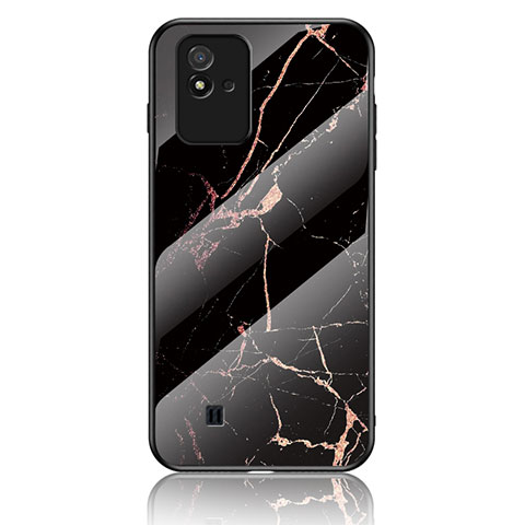 Funda Bumper Silicona Gel Espejo Patron de Moda Carcasa para Realme C20 Oro y Negro