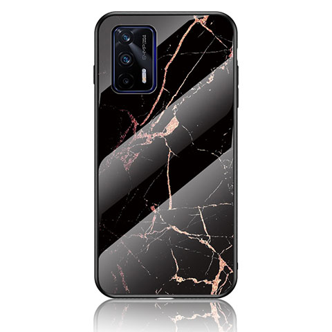 Funda Bumper Silicona Gel Espejo Patron de Moda Carcasa para Realme GT Neo 5G Oro y Negro