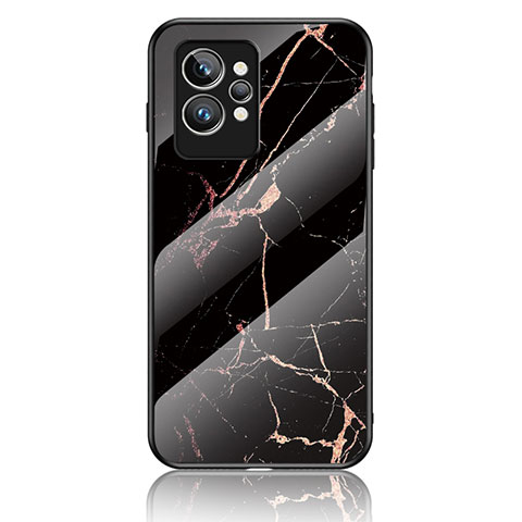 Funda Bumper Silicona Gel Espejo Patron de Moda Carcasa para Realme GT2 Pro 5G Oro y Negro