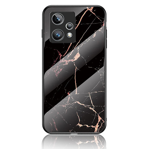 Funda Bumper Silicona Gel Espejo Patron de Moda Carcasa para Realme Narzo 50 Pro 5G Oro y Negro