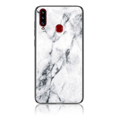 Funda Bumper Silicona Gel Espejo Patron de Moda Carcasa para Samsung Galaxy A20s Blanco