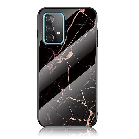 Funda Bumper Silicona Gel Espejo Patron de Moda Carcasa para Samsung Galaxy A52 5G Oro y Negro