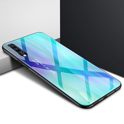 Funda Bumper Silicona Gel Espejo Patron de Moda Carcasa para Samsung Galaxy A90 5G Azul Cielo