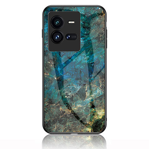 Funda Bumper Silicona Gel Espejo Patron de Moda Carcasa para Vivo iQOO 10 Pro 5G Azul