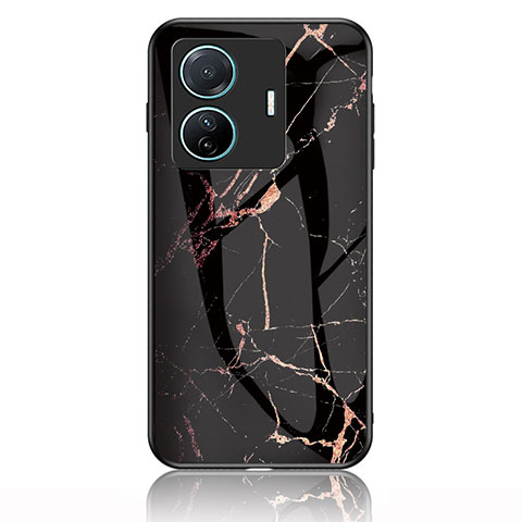 Funda Bumper Silicona Gel Espejo Patron de Moda Carcasa para Vivo T1 Pro 5G Oro y Negro