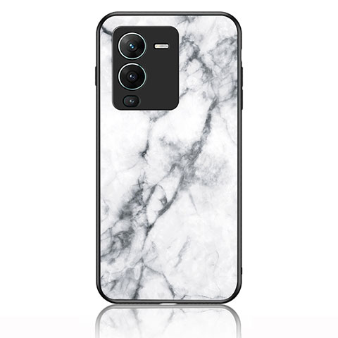 Funda Bumper Silicona Gel Espejo Patron de Moda Carcasa para Vivo V25 Pro 5G Blanco