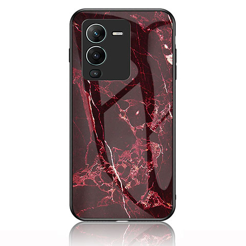 Funda Bumper Silicona Gel Espejo Patron de Moda Carcasa para Vivo V25 Pro 5G Rojo