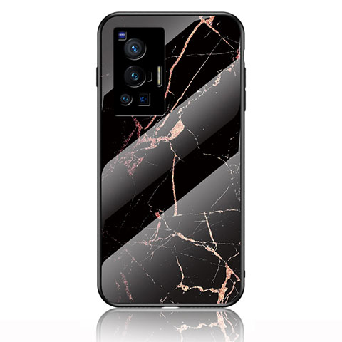 Funda Bumper Silicona Gel Espejo Patron de Moda Carcasa para Vivo X70 Pro 5G Oro y Negro