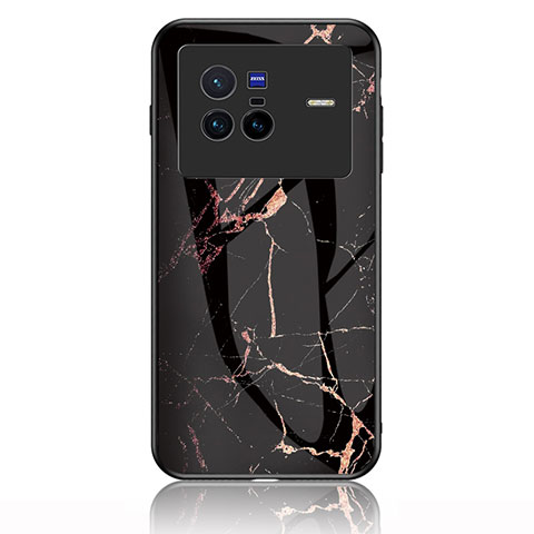 Funda Bumper Silicona Gel Espejo Patron de Moda Carcasa para Vivo X80 5G Oro y Negro